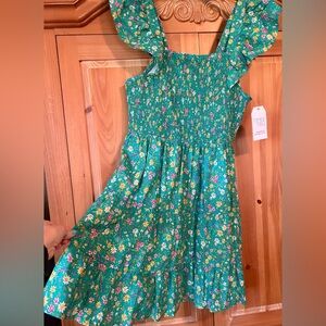 Time and Tru Green Floral Casual Dress